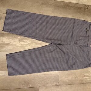 LOFT Blue and White Micro-Check Dress Pants